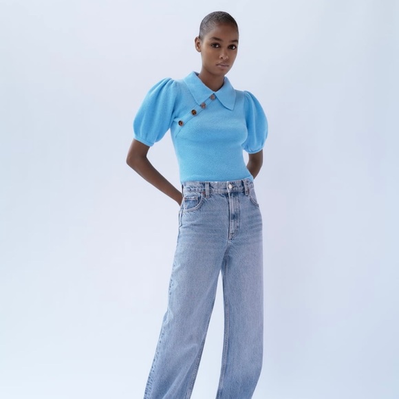 Zara Tops - Zara Buttoned Knit top blue